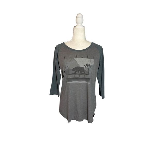 Hurley 3/4 sleeve graphic T - gray - L - Picture 1 of 7